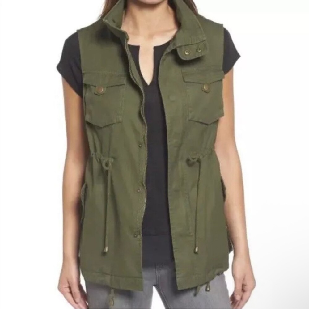 Pleione Military Cotton Twill Vest with Drawstring XXS